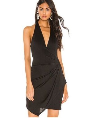 Alice + Olivia Marx Halter Dress in Black. Mini. Mesh. Size 6